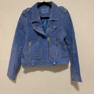 Blue suede moto jacket BLANKNYC